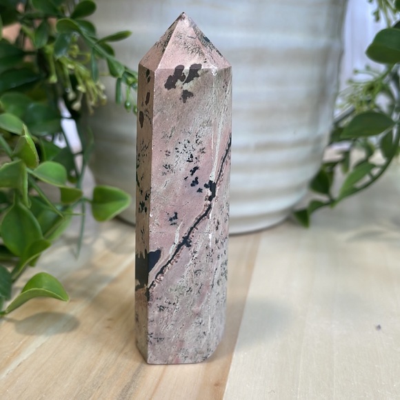 Other - Rhodonite Tower Pink Black Crystal Stone Energy Healing Point Home Decor Gift